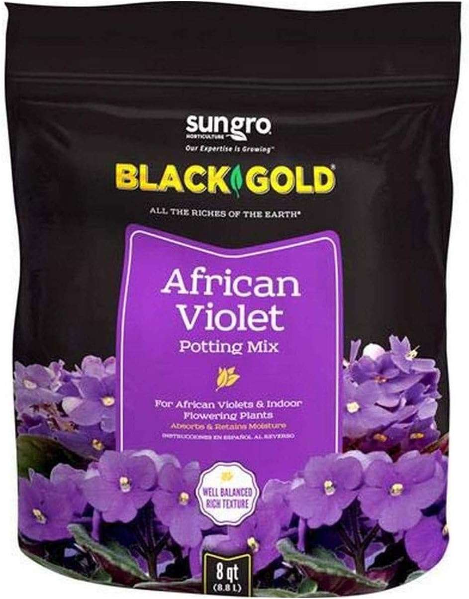 SunGro Black Gold Indoor Natural and Organic African Violet Potting Soil Fertilizer Mix for House Plants, 8 Quart Bag (4 Pack) 