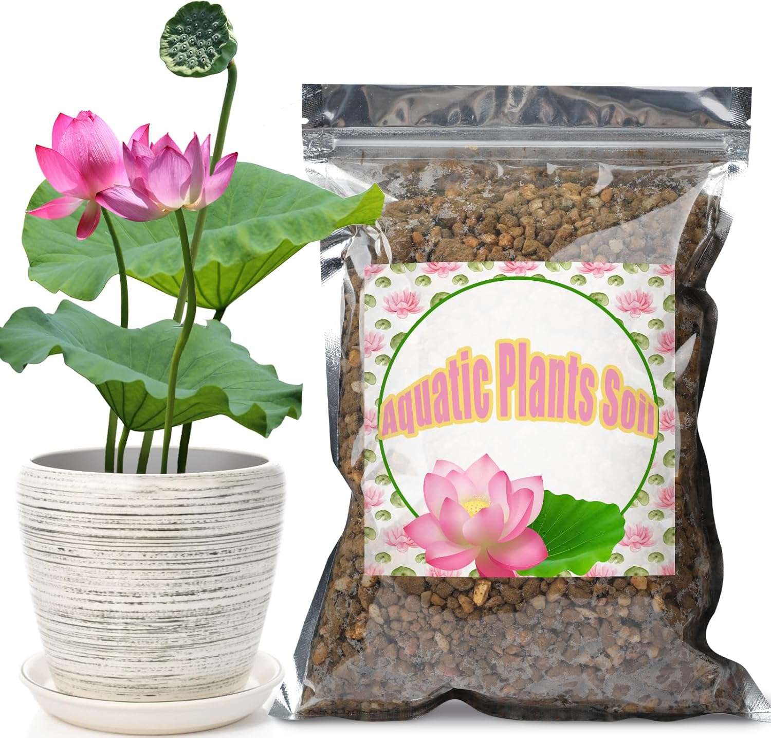 Aquatic Soil for Plants - 2.2LBS, Clay Aquarium Soil Suitable for Small Ponds & Water Plants Like Lotus & Water Lily, Safe for Fish & Aquatic Life 