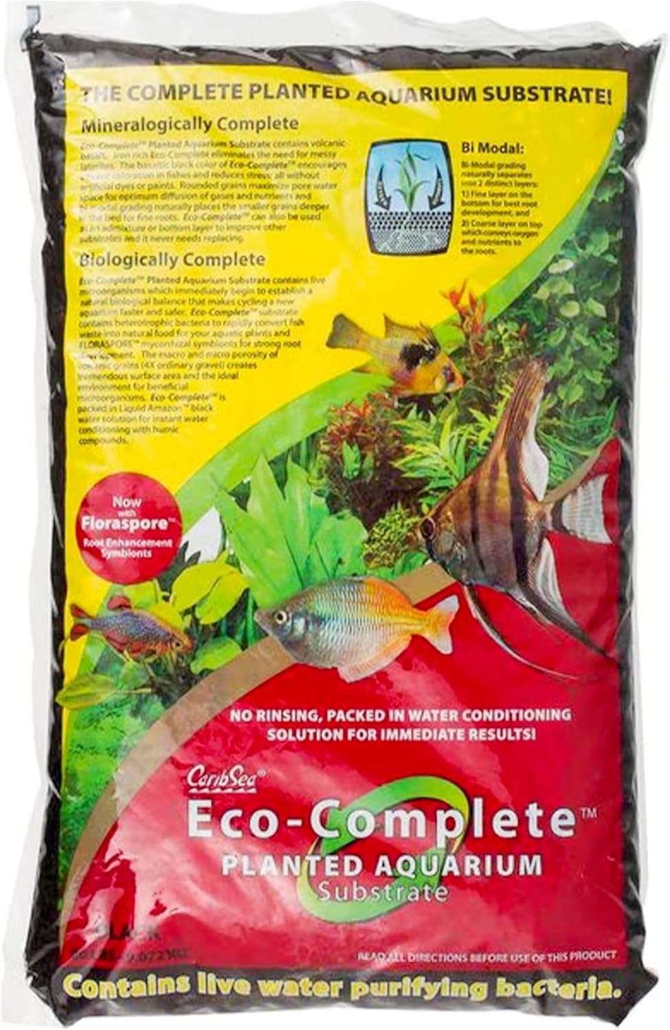 CaribSea Eco-Complete Planted Aquarium Substrate - 20 lbs - Black Nutrient-Rich Gravel for Freshwater Planted Tanks - Promotes Healthy Plant Growth &... 