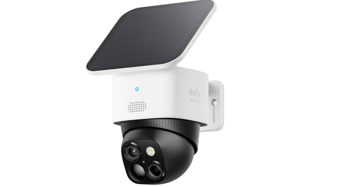 eufy Security SoloCam S340, Solar Security Cameras Wireless Outdoor, Cameras for Home Security, 360° Pan & Tilt Surveillance, No Blind Spots, 2.4 GHz Wi-Fi, No Monthly Fee, HomeBase S380 Compatible 