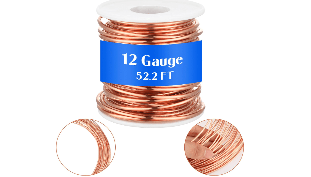Therwen 12 Gauge Copper Wire for Electroculture, Gardening Plants, Jewelry Making DIY Beading Craft Bendable Solid Bare Copper Wire, 1 Pound Spool(0.080'' Dia, 52.5' Length) 