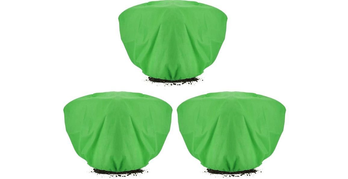 ANPHSIN 3 Pcs Green Plant Covers Freeze Protection - 19.6in x 39.3in Horizontal Shrub Tree Plant Protection Wraps Covers Bags Frost Blanket Cloth with Drawstring for Winter Outdoor Garden Plants 