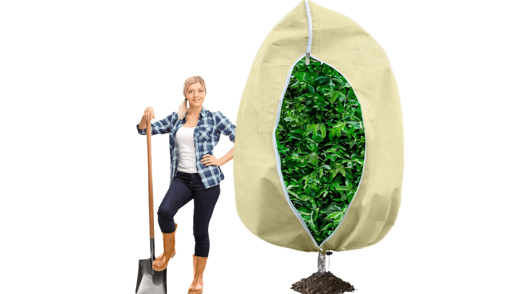 GonLei 1 Packs Large Plant Covers Freeze Protection 6.5ft(W) X 8.2ft(H) Frost Blankets for Plants Winter Frost Cloths Tree Cover for Outdoor Plants Shrub Potted with Zipper Drawstring 