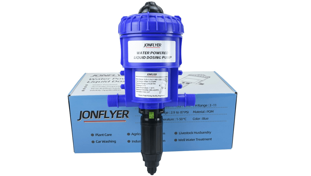 GEN Ⅱ 0.2-3.5% Fertilizer Injector Automatic Chemical Liquid Dosing Pump,13.21 GPM,POM Housing,Water Powered Liquid Dispenser for Drip Irrigation Garden Greenhouse Livestock Water Well 