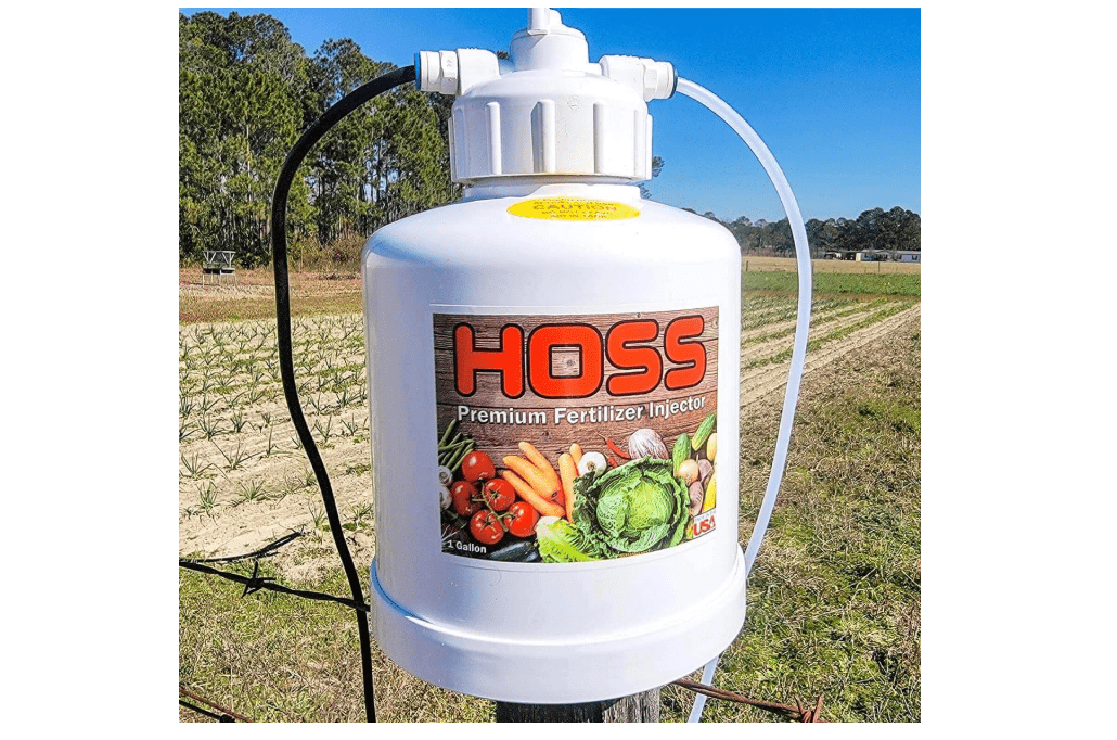 HOSS Fertilizer Injector | Fertilize While You Water! | Injects Through Drip or Sprinkler System | 1 Gallon Tank 