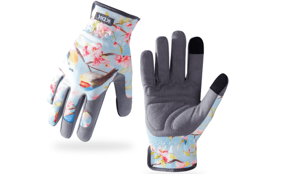 Gardening Gloves for Women, Flexible Breathable Garden Gloves, Leather Working Gloves for Weeding, Digging and Pruning (S-Birds) 