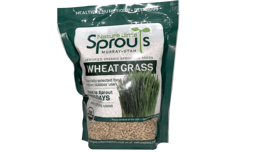 Nature Jims Sprouts Wheatgrass Seeds - 100% Organic Wheat Grass Seed for Sprouting - Cat Grass Planter Seeds, Rich in Vitamins, Fiber and Minerals - Non-GMO, Healthy Wheatgrass Sprout Growing Seed 