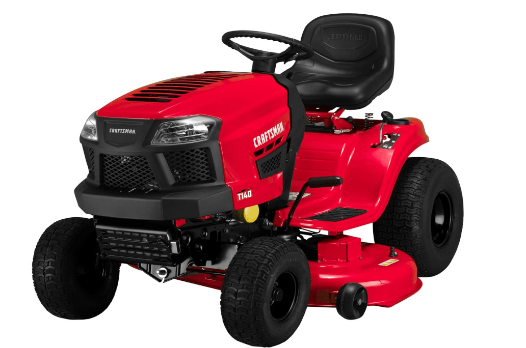 Craftsman 46" Automatic Gas Riding Lawn Mower with 18.5 HP* Briggs and Stratton Single-Cylinder Engine, Gas Lawn Tractor with Foot Pedal Control, Red/Black