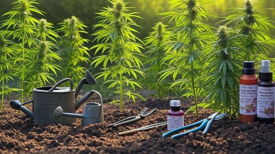 Featured image for 'Best 10 Feminized Seed Sprays for 2025: Reviews and Comparisons' showcasing gardening tools, healthy cannabis plants, and various product bottles on a vibrant green background