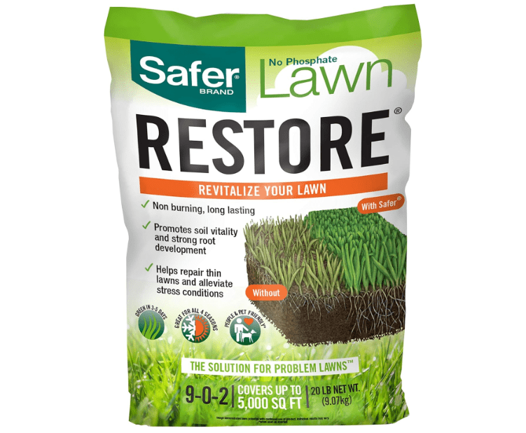 
Safer Brand 9335SR Lawn Restore Natural Lawn Fertilizer - Non-Burning Fertilizer - 9-0-2 NPK - Covers up to 5,000 Sq Ft