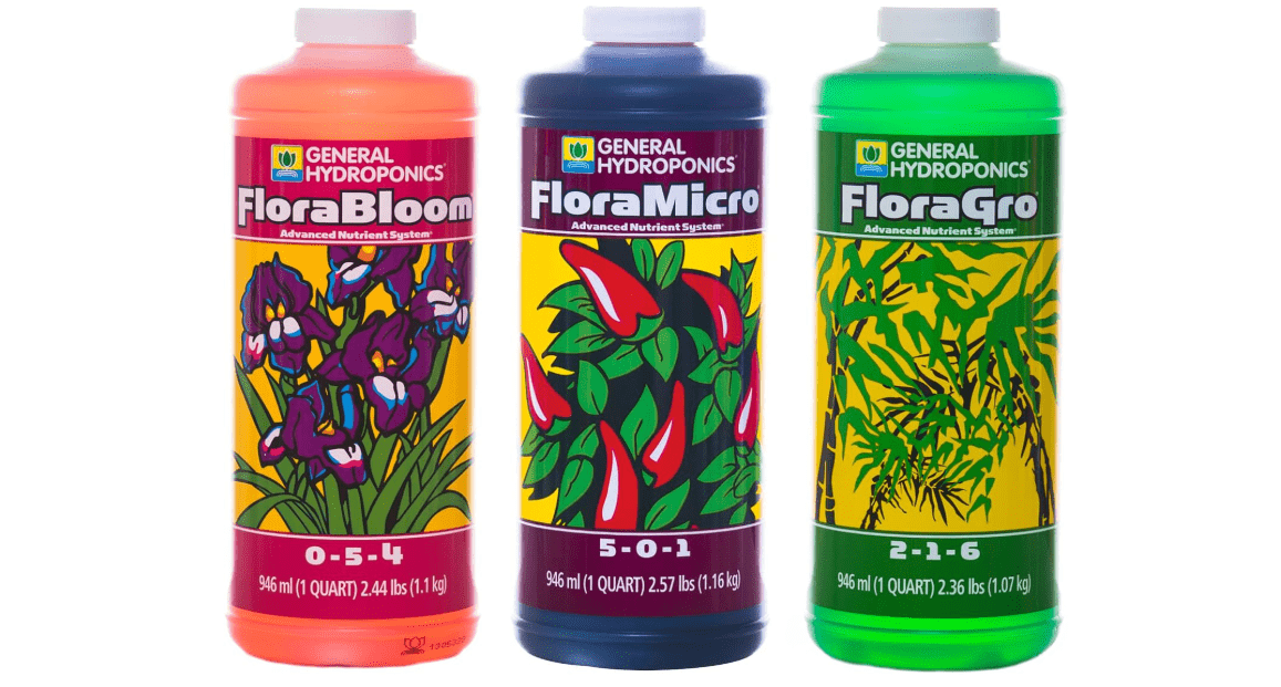 General Hydroponics Flora Series: FloraMicro, FloraBloom, FloraGro 