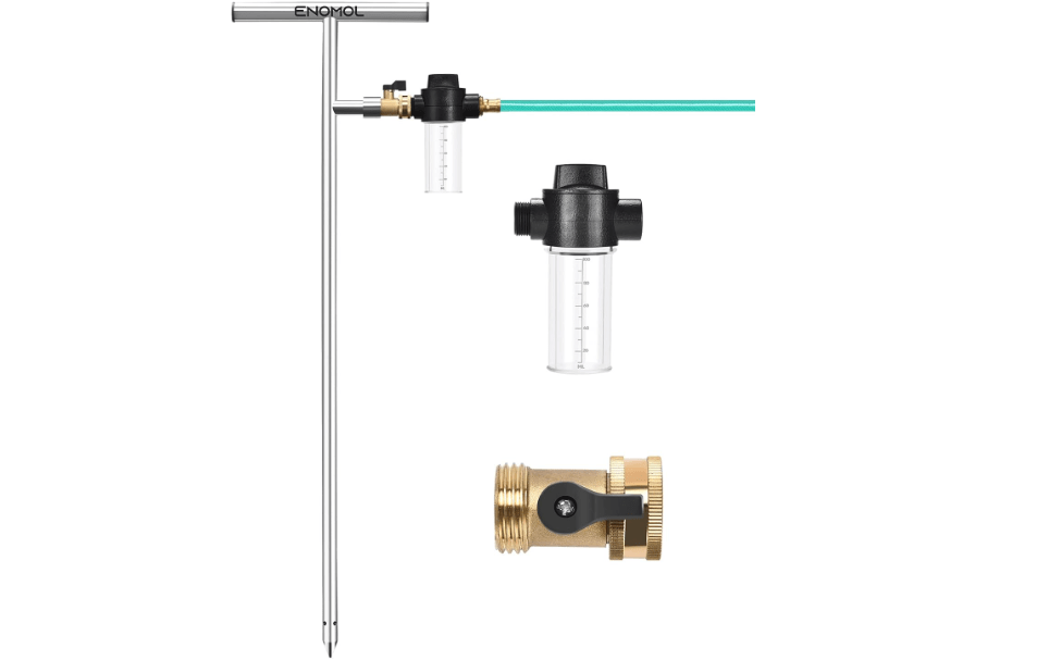 Stainless Steel Deep Root Tree Watering Tool,Root Feeder with Fertilizer Bottle Watering Wand Irrigation System Watering Stake,for Trees Bushes Shrubs Fruit Trees with Brass Valve T-Handle 