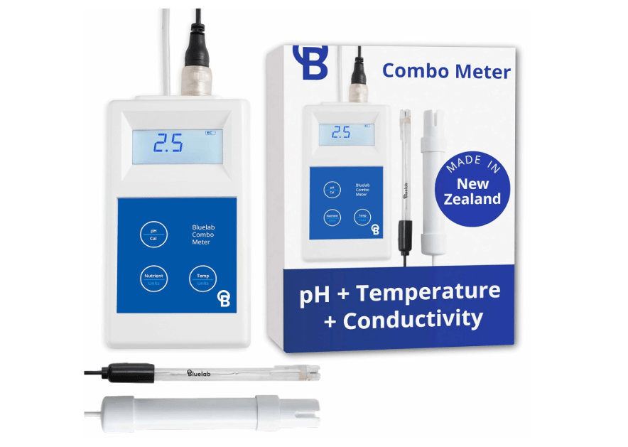 Bluelab Combo Meter for pH, Temperature & Conductivity in Water - Easy Calibration, Digital EC/TDS/PPM Tester for Hydroponics & Indoor Plants (METCOM) 