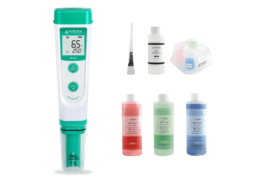 APERA INSTRUMENTS AI209-T Value Series PH20 pH Tester Combo Kit, including the Maintenance Set, and a CalPod Solution Holder for Easy Calibration 