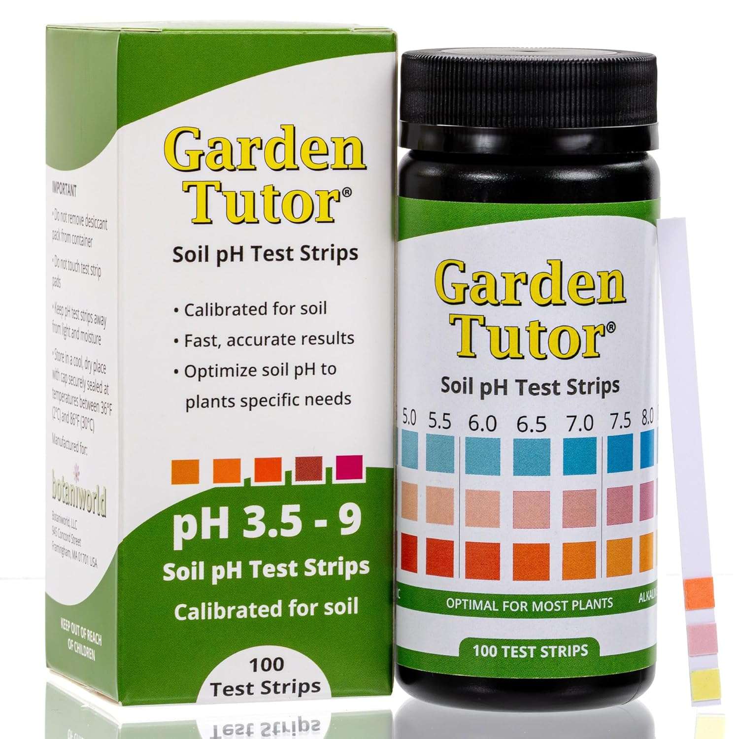 Soil pH Test Kit – 100 Strips with AI-Powered Web Reader – Accurate Testing for Lawn, Garden & Compost – pH 3.5–9 