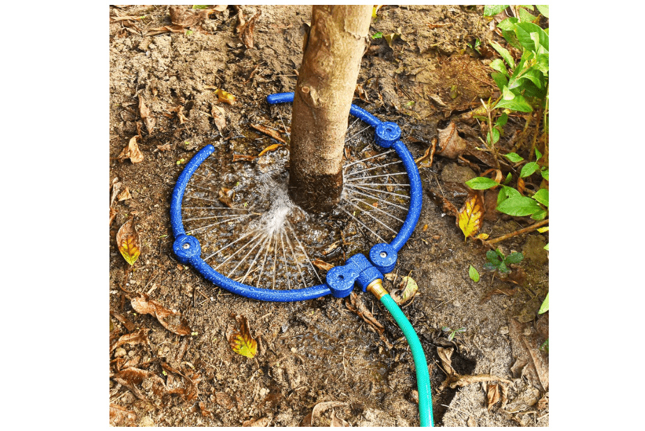 ZZM 360°Tree Water System Tree Watering Ring Circle Sprinkler and Irrigation System Targeted Water with Y Hose Splitter for New Tree Outdoor Plants Raised Garden Beds Shrubs (Small) 