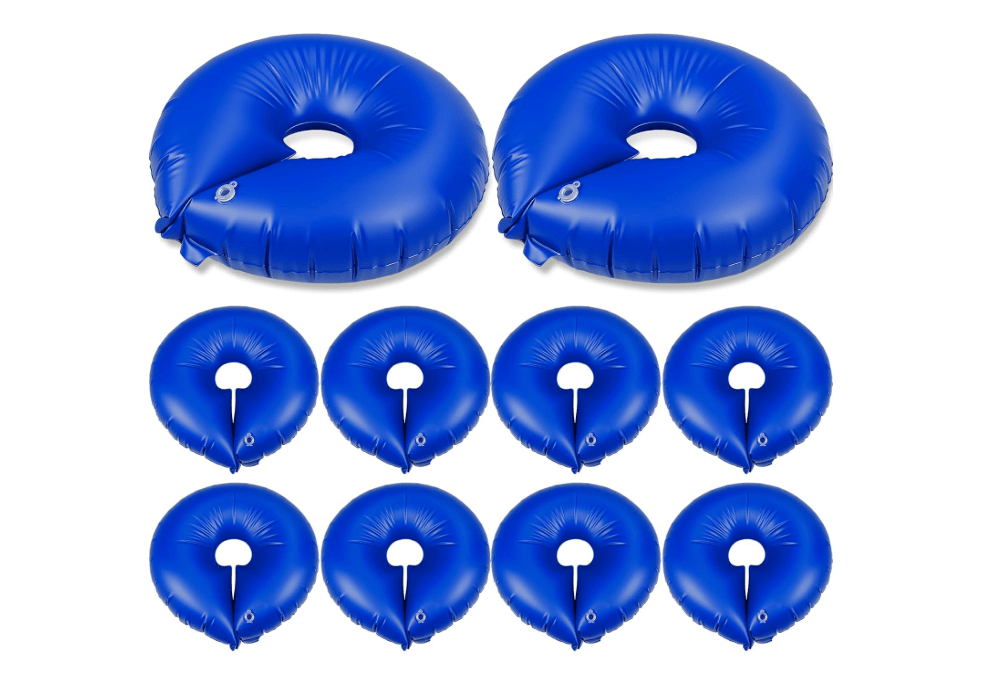 Nuogo 10 Pcs Tree Watering Bag 15 Gallon, Slow Release Watering Ring PVC Planting Water Bag for Trees and Shrub, Automatic Tree Watering System Drip Irrigation Ring, 35.4 x 35.4 Inch (Blue) 