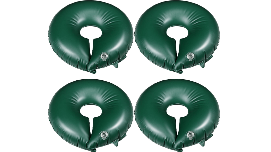 TaoBary 4 Pcs 10 Gallon Tree Watering Ring Bag Slow Release Watering Bag Deep Root Automatic Drip System PVC Drip Irrigation Pouch Donuts for Newly Planted Multi Trunk Trees Shrubs (Green) 