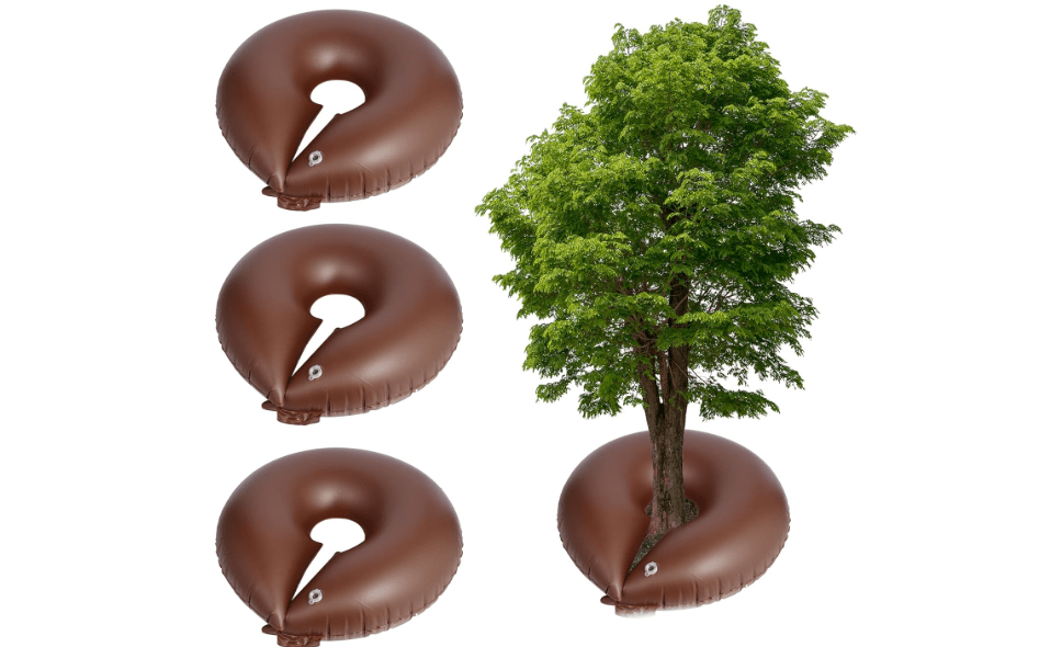 TezhiIe 3 Pack 15 Gallon Tree Watering Ring Bag, PVC Drip Irrigation Water Pouch Automatic Drip System, Watering Donuts for Trees, Deep Root & Low-Profile Slow Release Watering Bag 