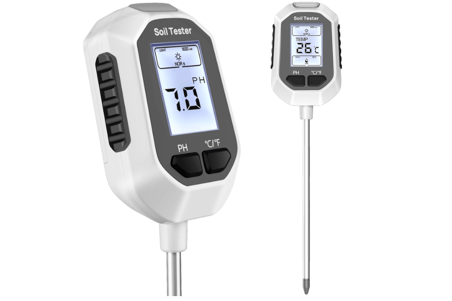 4-in-1 Soil Moisture Meter Digital Plant Temperature/Soil Moisture/PH Meter/Sunlight Intensity Backlight LCD Display Soil Test Meter for Gardening, Farming and Outdoor Plants 