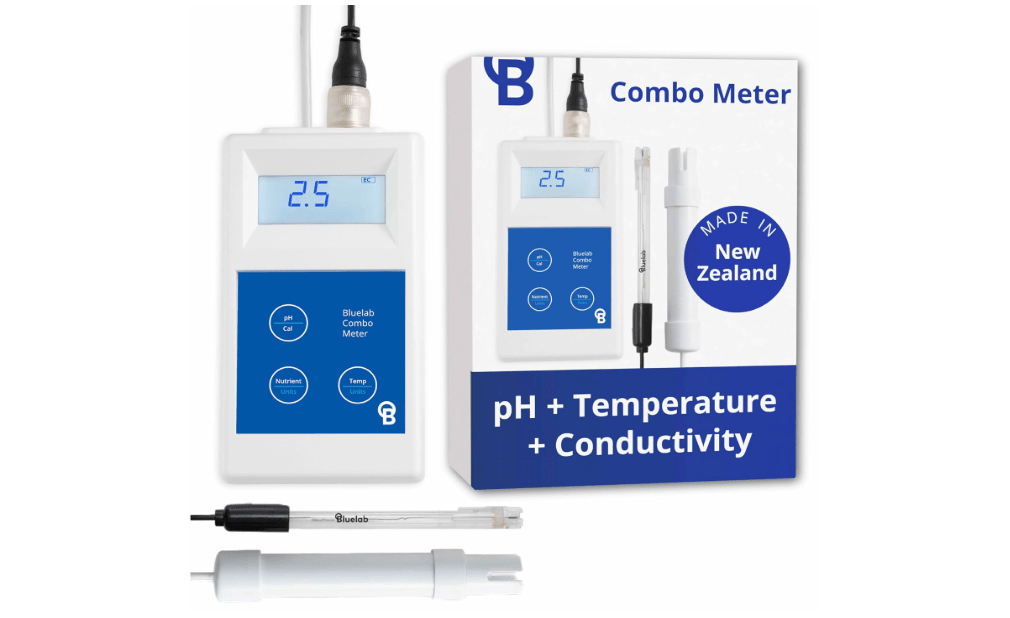 Bluelab Combo Meter for pH, Temperature & Conductivity in Water - Easy Calibration, Digital EC/TDS/PPM Tester for Hydroponics & Indoor Plants (METCOM) 
