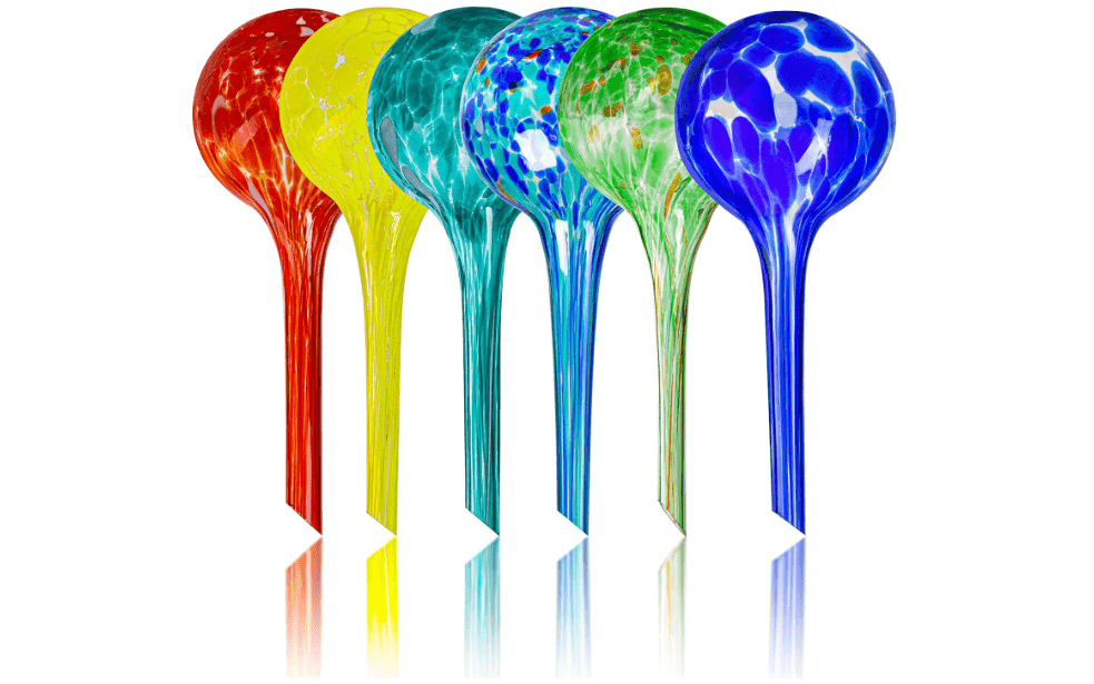 Plant Watering Globes Set of 6 - Small Self Watering Globes for Indoor & Outdoor Plants - Multicolored, Automatic, Glass Watering Bulbs for Daily Use, Plant Watering Devices 