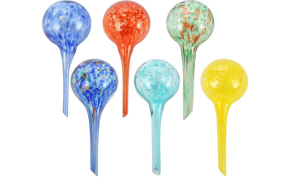 Trenton Gifts 6-Pack Plant Watering Globes - Self Watering Bulbs for Indoor & Outdoor - Hand-Blown & Colorful Aqua Globes - Measures 6" L x 2.5" D, 150ml 