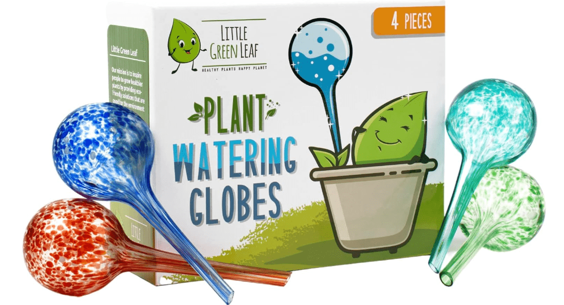 LGL Plant Watering Globes - Automatic Self Watering Globes. Decorative Self Watering Planter Inserts Made From Hand-Blown Durable Glass. Self Watering Spikes to Support Plant Health. 4 Pack x 100ml. 