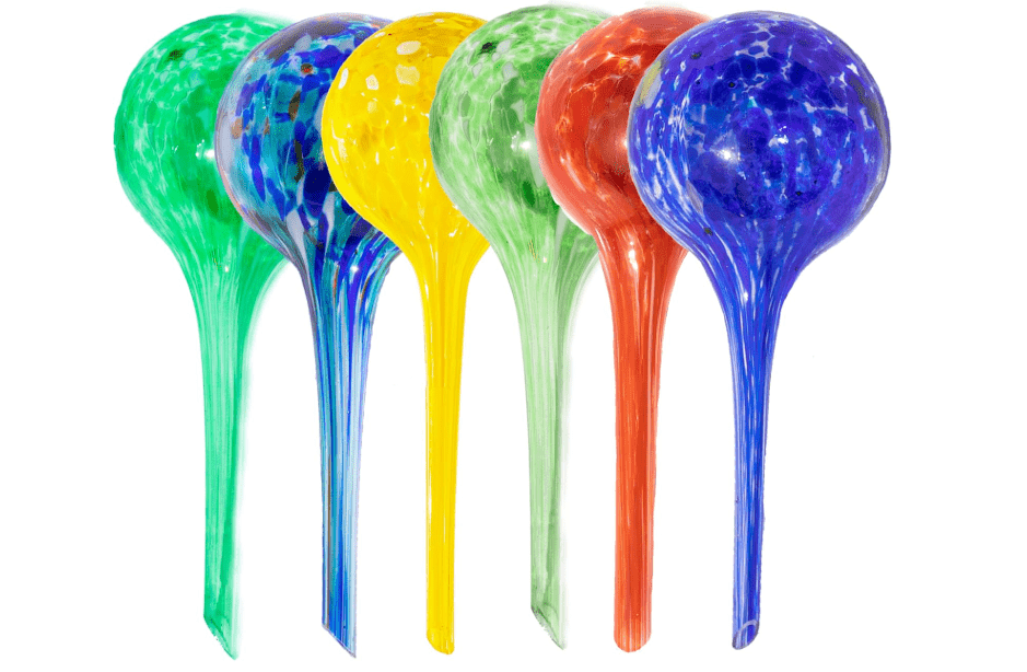 Reifier 6-Pack Plant Watering Globes - Self Watering Bulbs for Indoor & Outdoor Plants - Hand-Blown & Colorful Water Globes - Aqua Globes for Plants - Measures 6" L x 2.5" D 