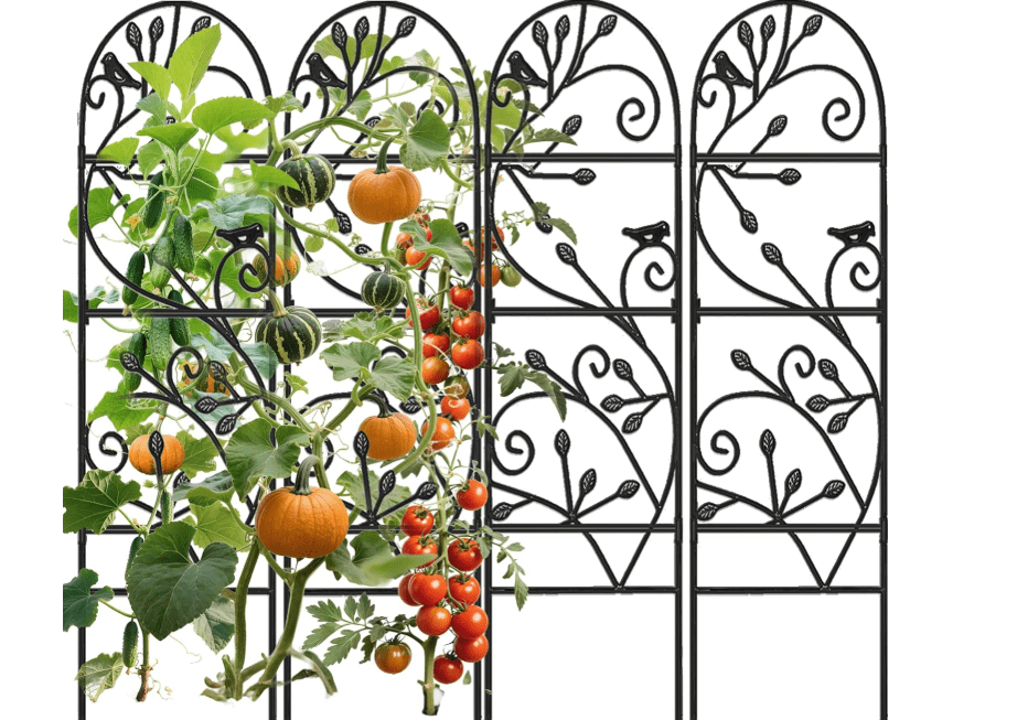  Amagabeli 4 Pack Garden Trellis for Climbing Plants Outdoor 46" x 15" Rose Wrought Iron Trellis for Vine Vegetable Flower Ivy Cucumber Decorative