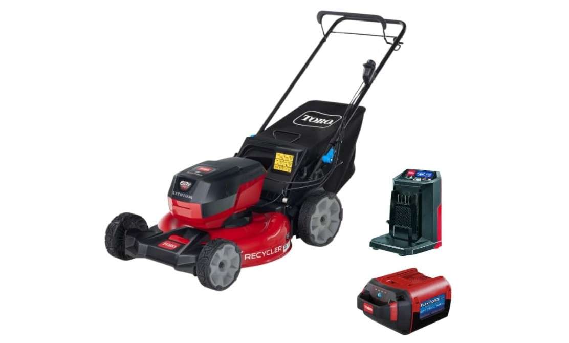  Toro 60V MAX* 21 in. Recycler w/SmartStow Push Lawn Mower with (1) 60V MAX* Flex-Force 7.5Ah Lithium-Ion Battery and (1) Charger
