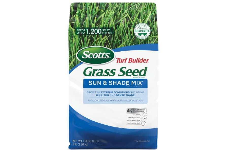 cotts Turf Builder Grass Seed Sun and Shade Mix with Fertilizer and Soil Improver, Thrives in Many Condition