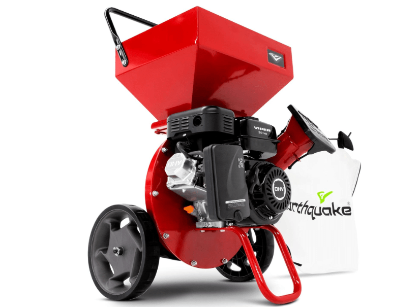 
Earthquake Chipper Shredder K33, 33964 Heavy Duty 301cc, 4 Cycle Viper Engine, Dock-and-Lock Debris Bag, 3" Max Wood Diameter Capacity, Red