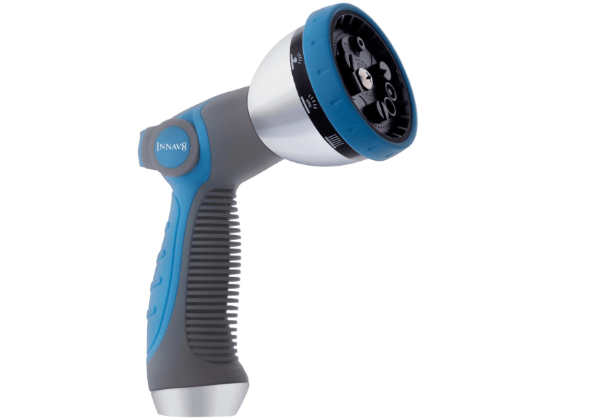 
INNAV8 Garden Hose Nozzle Sprayer Heavy Duty - Features 10 Spray Patterns, THUMB CONTROL On Off Valve for Easy Water Control - HIGH Pressure Nozzle for Hose