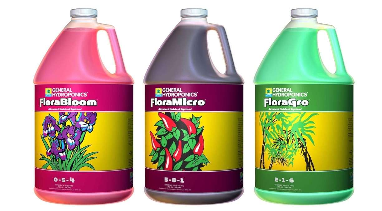  General Hydroponics FloraSeries Hydroponic Nutrient Fertilizer System with FloraMicro, FloraBloom and FloraGro, 1 gal.