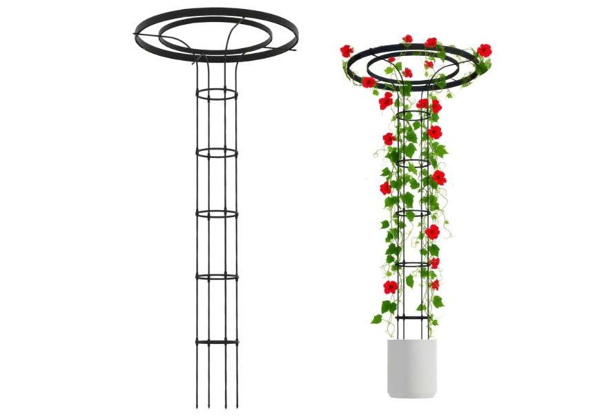  OnlyGarden Garden Trellis for Climbing Plants Outdoor, 6.9FT Tall Metal Obelisk Trellis, 82.7" Umbrella Trellis for Potted Plants, Mushroom
