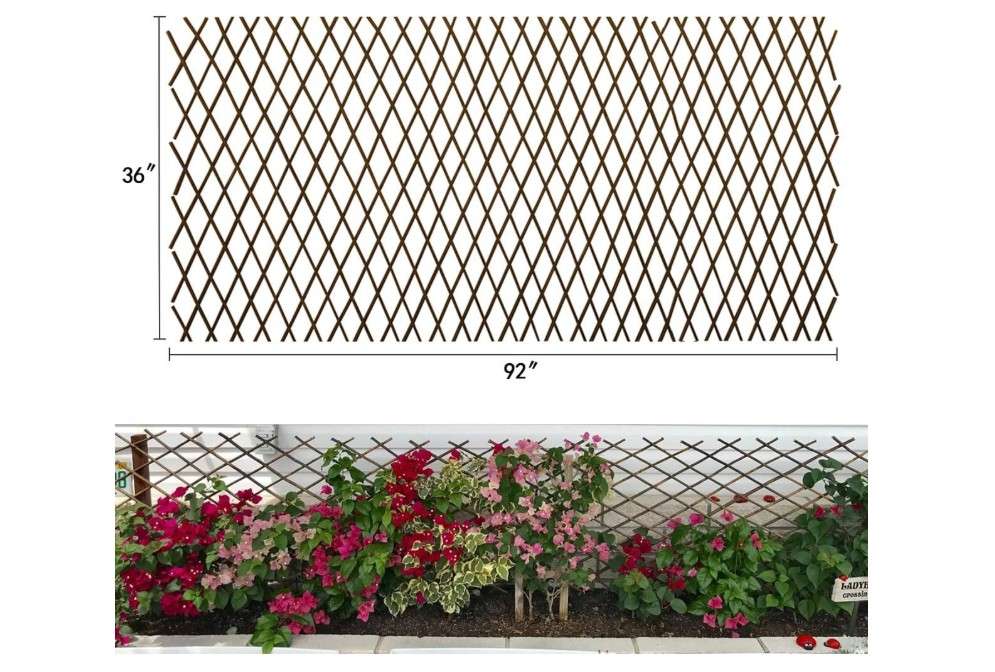  Expandable Garden Trellis Plant Support Willow Lattice Fence Panel for Climbing Plants Vine Ivy Rose Cucumbers Clematis 36X92 Inch