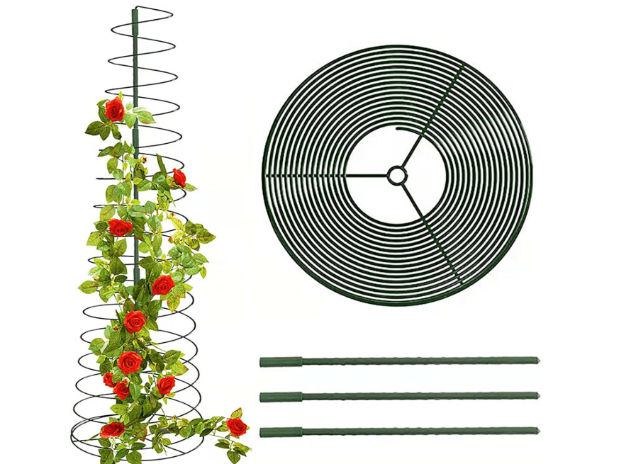  Bean Trellis for Pot, Pea Garden Trellis Spiral Stretchable Metal Trellis Plant Support Stake Stretchable Sugar Snap Pea Trellis for Garden, for Cucumber.