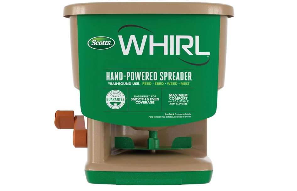 
Scotts Whirl Hand-Powered Spreader for Grass Seed, Fertilizer, Salt, Ice Melt, Handheld Spreader Holds up to 1,500 sq. ft. Product
