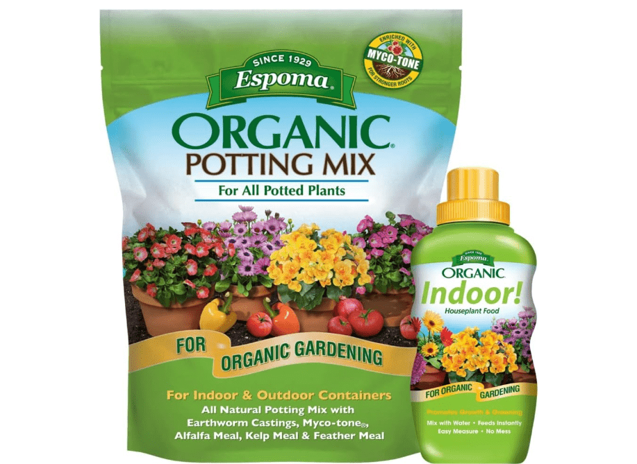 
Espoma Organic Potting Soil Mix 4qt Bag and Indoor! Liquid Plant Food Concentrate 8oz Bottle. Use for Indoor houseplants - for Organic Gardening