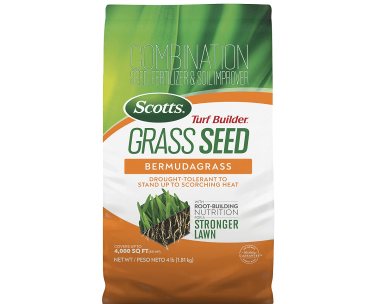  Scotts Turf Builder Grass Seed Bermudagrass with Fertilizer and Soil Improver, Drought-Tolerant