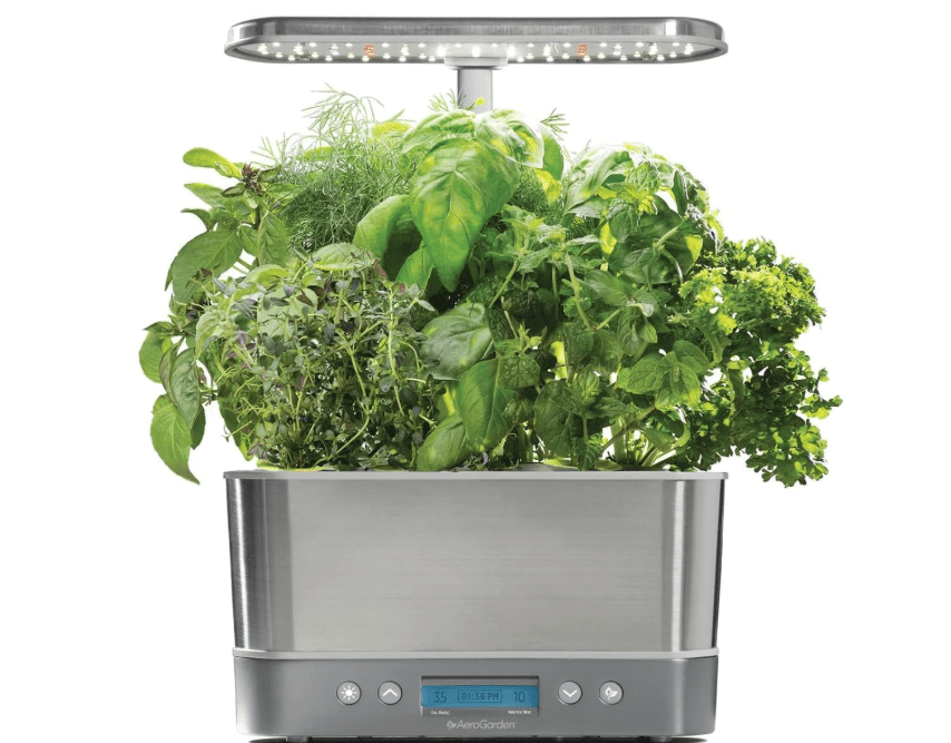  AeroGarden Harvest Elite Indoor Garden Hydroponic System with LED Grow Light and Seed Kit, Holds up to 6 Pods, Stainless Steel