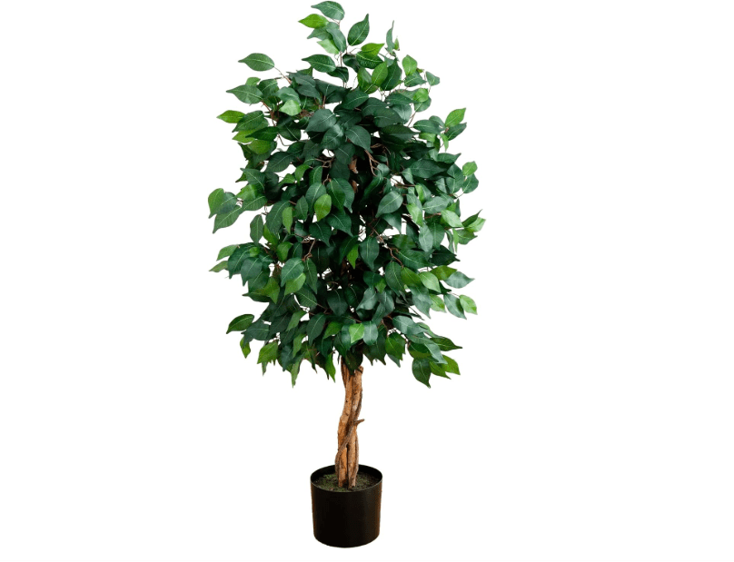 
Nearly Natural 4ft Triple Trunk Artificial Ficus Tree with Natural Wood Trunks, Fake Tree for Indoor Home Décor, Faux Ficus Tree with Black Nursery Pot