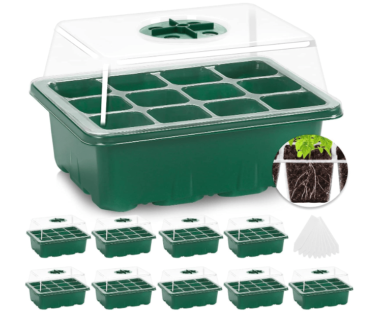 
MIXC 10 Packs Seed Starter Tray Seed Starter Kit with Humidity Dome (120 Cells Total Tray) Seed Starting Trays Plant Starter Kit and Base Mini Greenhouse