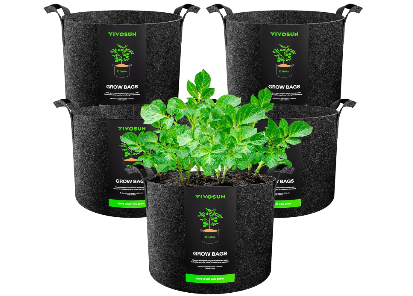 
VIVOSUN 5-Pack 10 Gallon Plant Grow Bags, Heavy Duty Thickened Nonwoven Fabric Pots with Handles