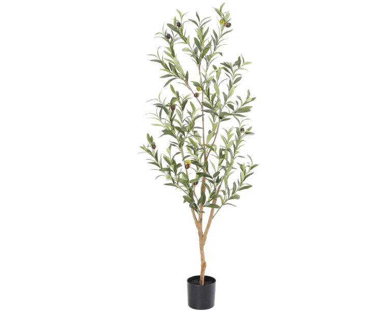 
Bellacat Faux Olive Tree 4ft，Olive Trees Artificial Indoor with Natural Wood Trunk and Realistic Leaves and Fruits. 4 Feet(48in) Fake Olive Tree for Home.