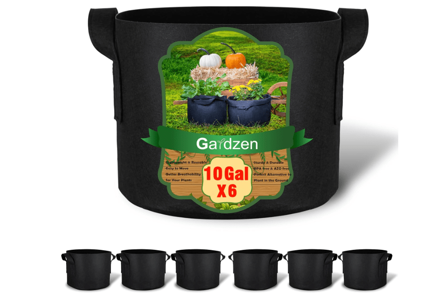 
Gardzen 6-Pack 10 Gallon Grow Bags, Aeration Fabric Pots with Handles, Heavy Duty Cloth Pots for Plant