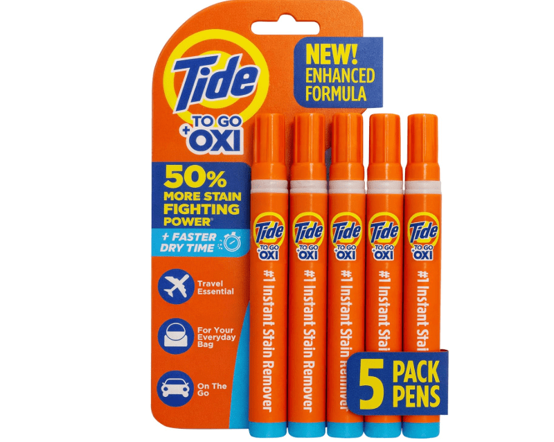 
Tide Stain Remover for Clothes, Tide To Go Pen, Instant Stain & Spot Remover for Clothes, Travel & Pocket Size, 5 Count (Pack of 1) (Packaging May Vary)