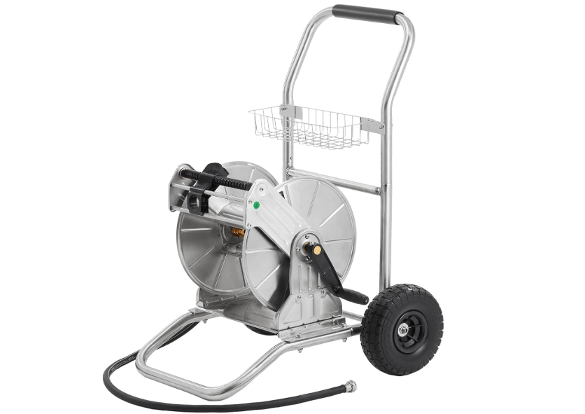 
Giraffe Tools Garden Hose Reel Cart with Wheels, Stainless Steel Heavy Duty Water Hose Reel Cart, 200 ft of 1/2 Capacity, Mobile for Outside