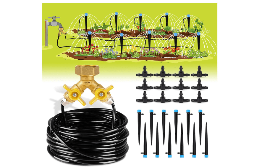
HIRALIY 50ft Drip Irrigation Kit Plant Watering System 8x5mm Blank Distribution Tubing DIY Automatic Irrigation Equipment Set for Garden Greenhouse